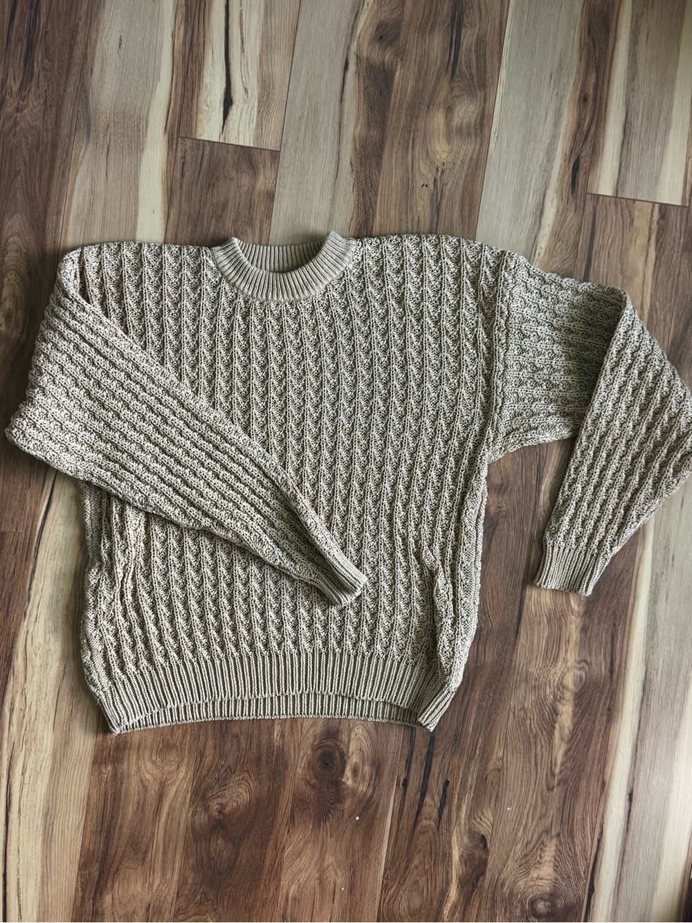 VINTAGE Fenn Wright and Manson Basix Large Pale Gold/Cream Chunky Sweater size L